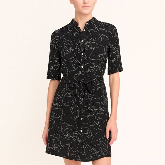 Malene Birger Dresses & Skirts - By MALENE BIRGER black womens shirtdress Dress Size 38 8 short sleeves belted